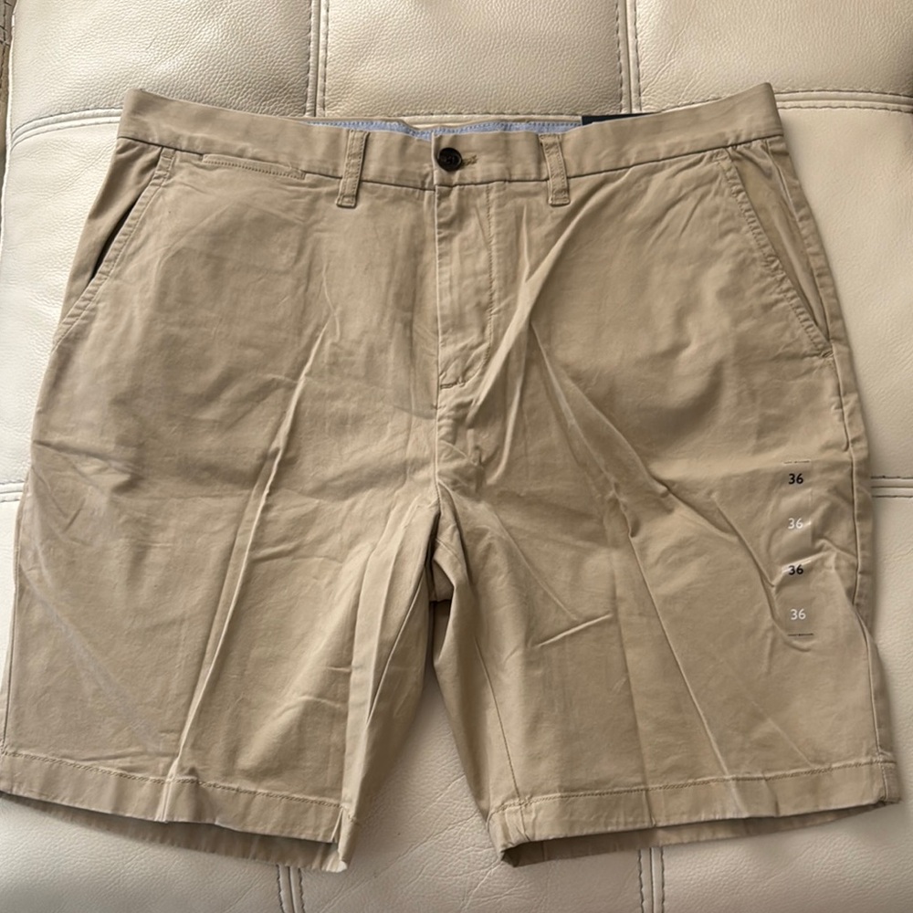 Tommy Hilfiger Tan Flat Front Shorts with Classic Style - New! with tags